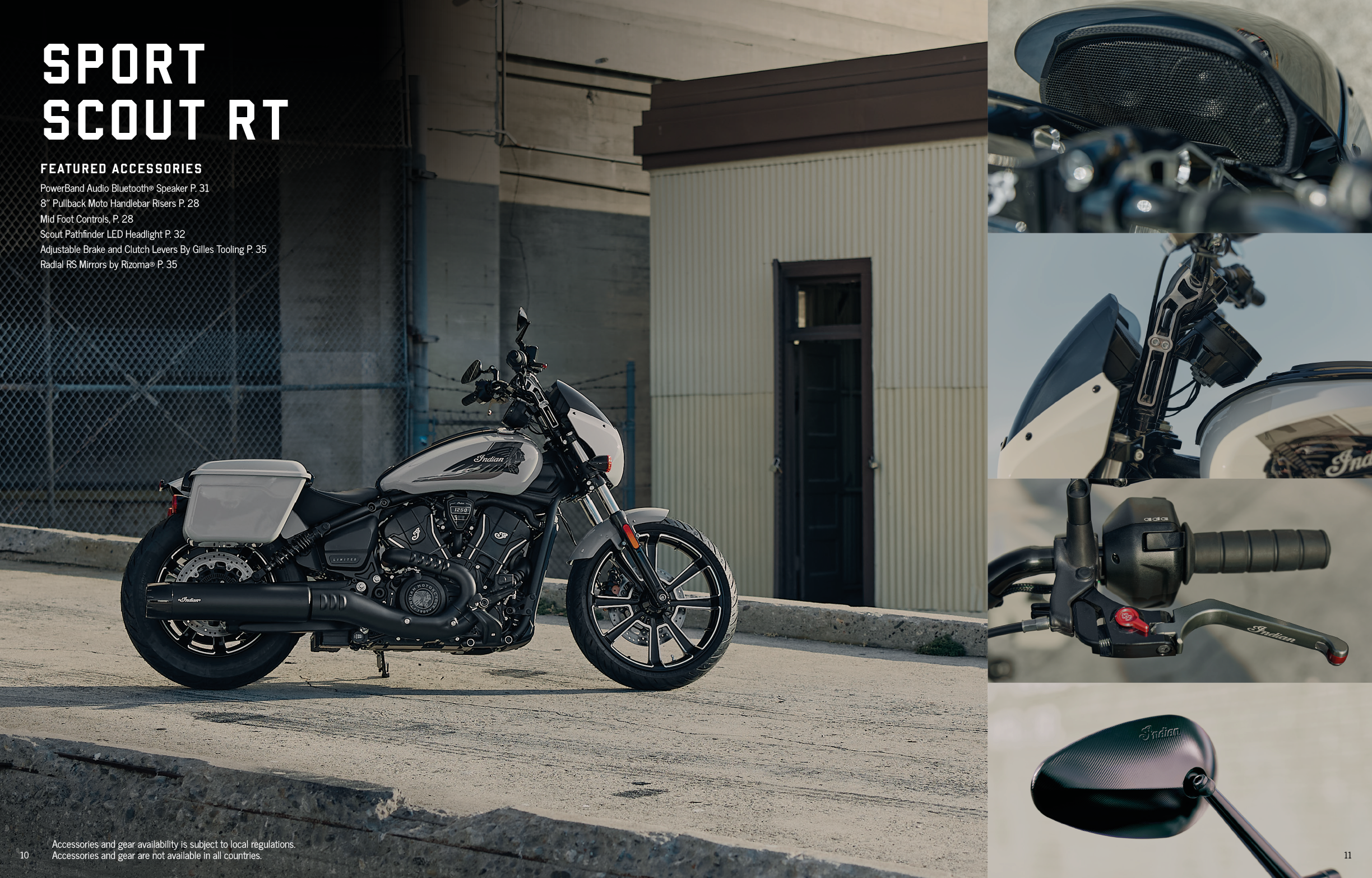 A motorcycle is parked in front of a building. The image also shows a picture of the motorcycle's parts and a picture of the motorcycle with a helmet on it. AI generated content